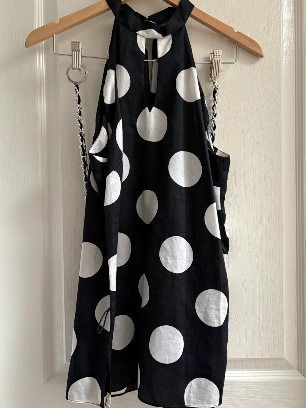 Kenneth Cole Reaction Black and White Polka Dot Halter Top NWOT